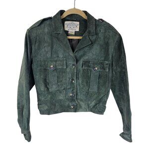 VTG Banana Republic Women’s Suede Leather Jacket Size M Safari Moto Utility 80s